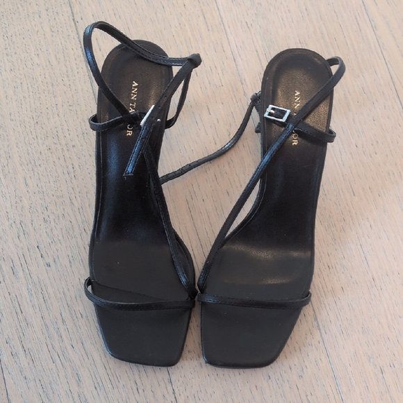 Ann Taylor Shoes - Ann Taylor Elegant Black Leather Strappy Heels